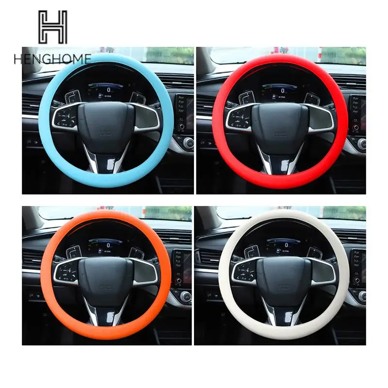 

Универсальный силиконовый чехол на руль автомобиля, эластичная мягкая текстурная Крышка для руля, разные цвета, аксессуары «сделай сам» для украшения автомобиля, на лето