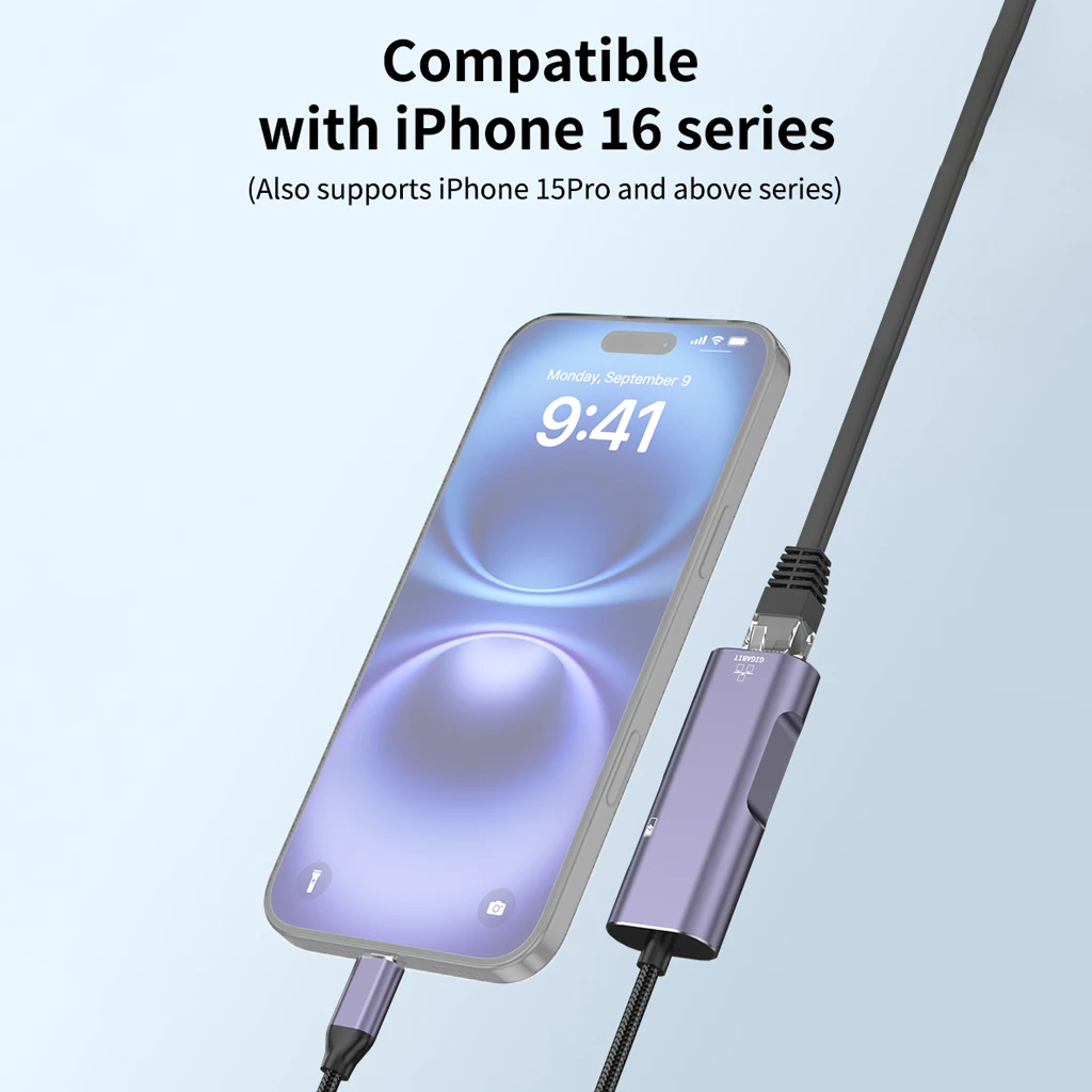 Typ C zu Gigabit Netzwerkkarte Telefon Netzwerkkabel Konverter PD100W Schnellladeadapter für iPhone Huawei Live Broadcast – Detail 2