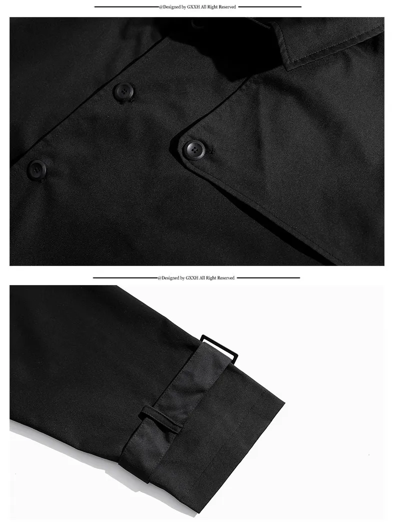 GXXH Spring Autumn Long Trench Coat Men Fashion Turndown Windbreaker Black Overcoat Casual Jackets Big Plus Size 4XL 5XL 6XL 7XL