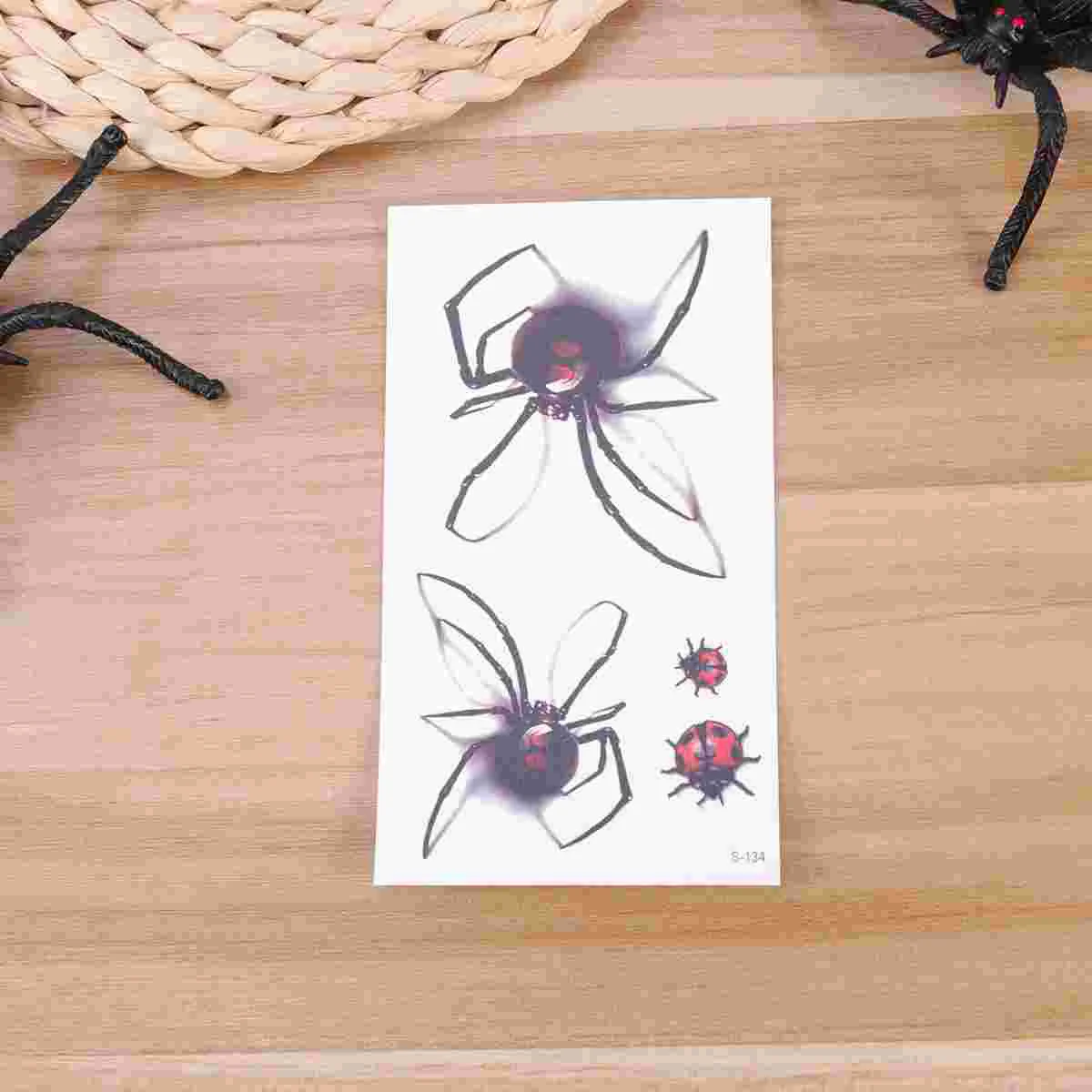 

5 Sheets Halloween Stickers Waterproof Temporary Spider Prints Tattoos Decorative Sticker for Boys and Girls