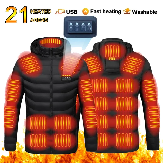 Men's Heating Jacket 21Area Four Switch Control,USB Electric Heated Coat,Self Heating Vest,Thermal Jacket Warm Winter Coat 1