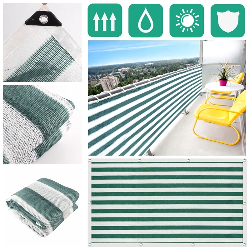Description Picture 2 of itemBlackish Green-White Stripe Sunshade Net Anti-UV HDPE Fabric Outdoor Shading Canopy Pool Sun Shed Garden Shade Awning Fence Mesh