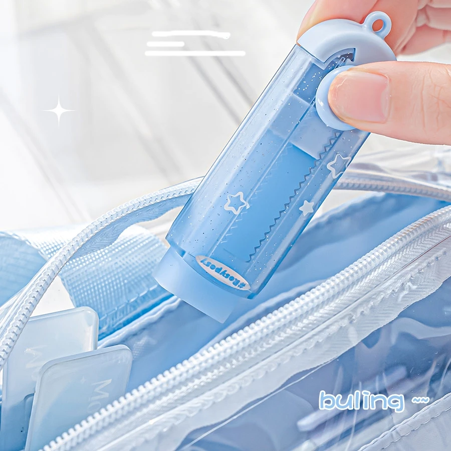 슬라이딩 지우개 리필 세트 반짝임 및 투명 리필 가능 먼지 적은 청소 교정 도구 사무실 학교 A7701