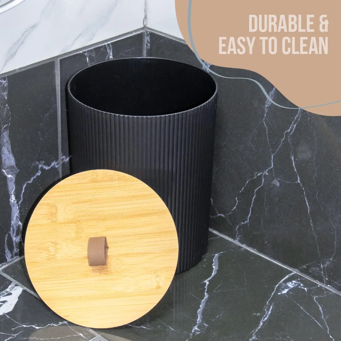 UNTIOR 6-Piece Bamboo Bathroom Accessory Set Lotion Bottles Toothbrush Holder Toothbrush Holder Soap Dish Toilet Brush Bin