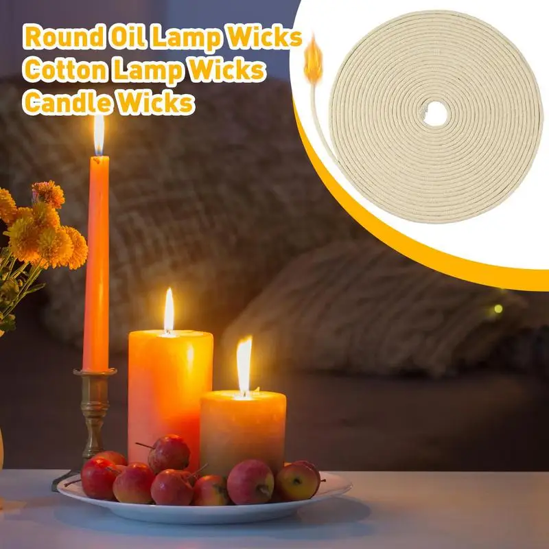 10m Kerosene Lamp Wick Braided Cotton round oil lamp wicks Not easy to break For kerosene alcohol candle burners home supplies