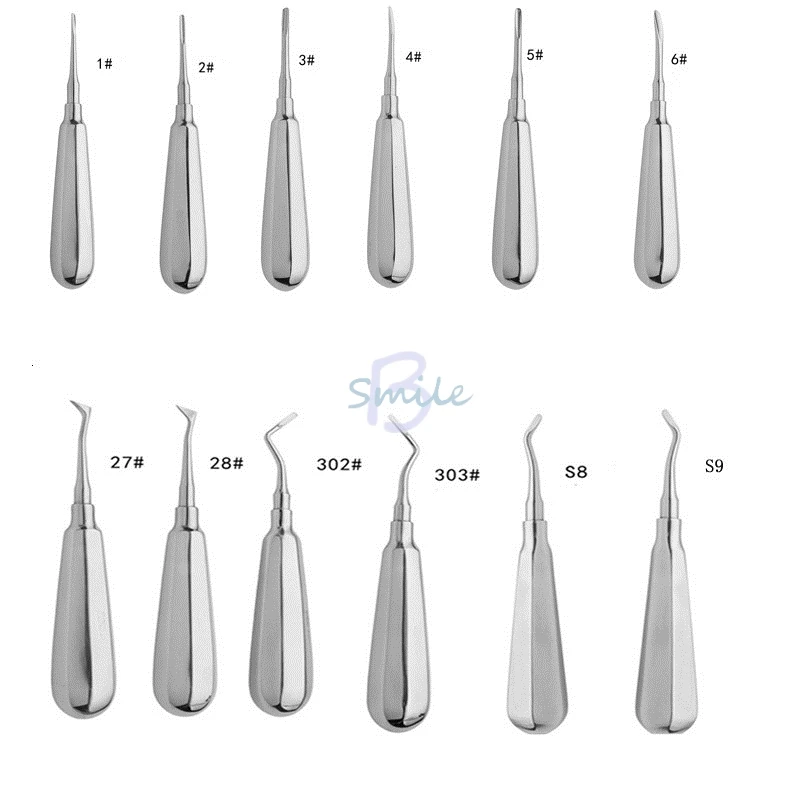 

12Pcs/set durable Dental Stainless Steel Luxating Lift Elevator Teeth Clareador Curved Root Hexagon Handle Dentist Surgical Tool