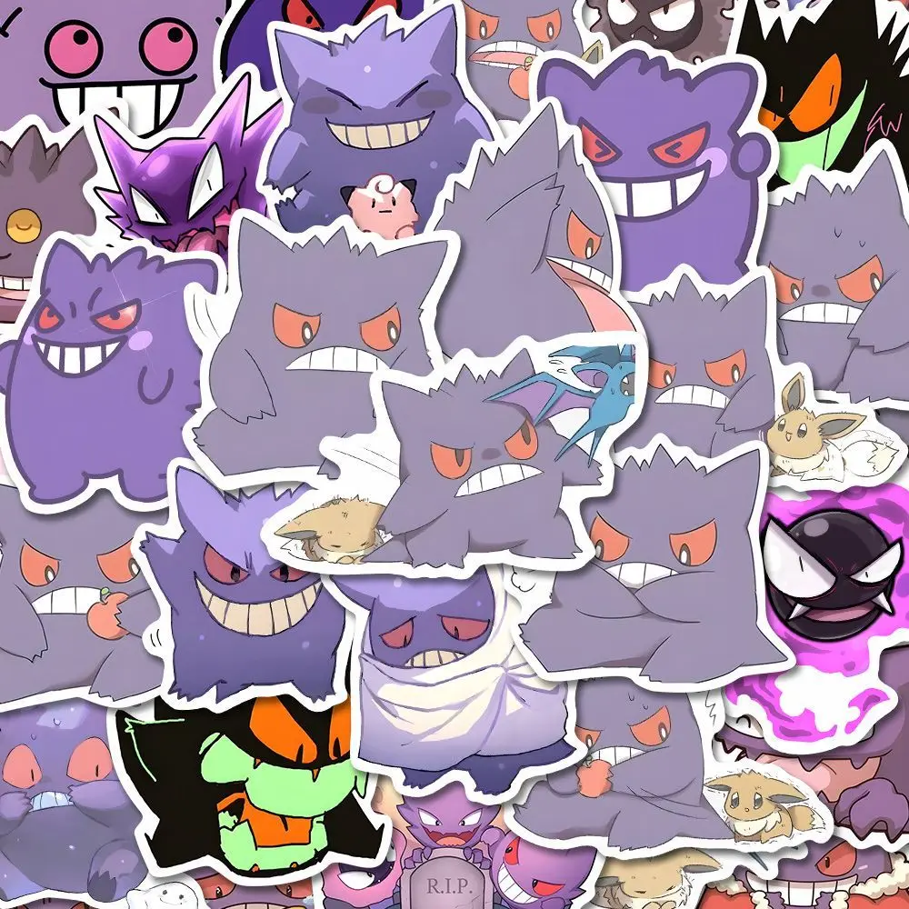 80pcs Pokémon Gengar Cute Expression Pack Laptop Scooter Decoration DIY Phone Case Waterproof Sticker