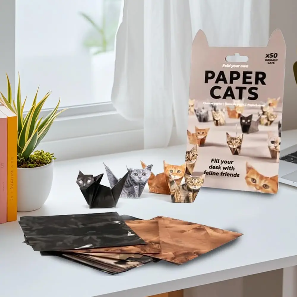 Creative DIY Paper Cats 50 Sheets DIY Origami Paper Handmade DIY Paper Cat Dog Dinosaur Fun Art Craft Folding Animal Folding Set