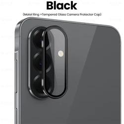 Aluminum Alloy Tempered Glass Camera Lens Protectors Case for Samsung A17 4G (Black - 01)