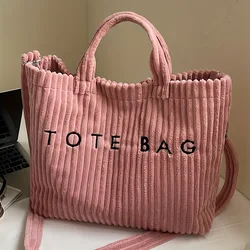 Vintage - Inspired Canvas Tote Bag - Premium Handcrafted Shoulder Bag (Pink - B - Corduroy)