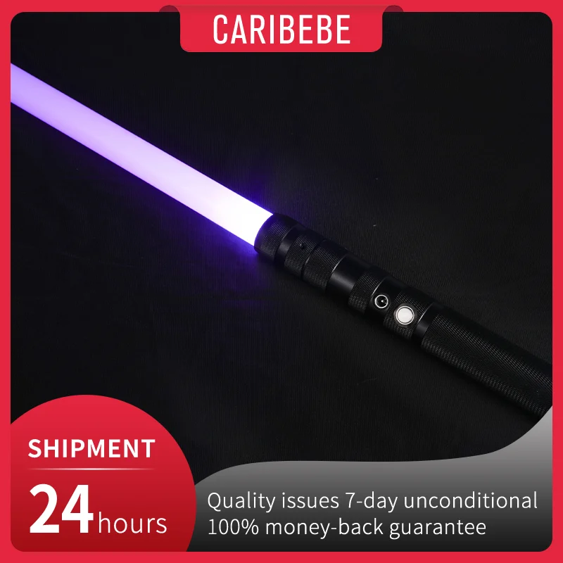CARIBEBE-RGB 금속 광선검 레이저 칼, USB 충전, 7 가지 색상, 어택 사운드 FX 듀얼 LED 장난감, 알루미늄 손잡이, 크리스마스 선물