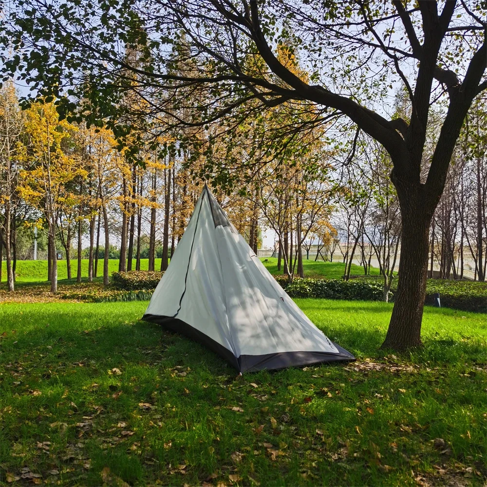 Camping Inner Tent 2-3 Person Outdoor Ultralight Pyramid Tent Inner Tent Rodless Portable Four Seasons Teepee