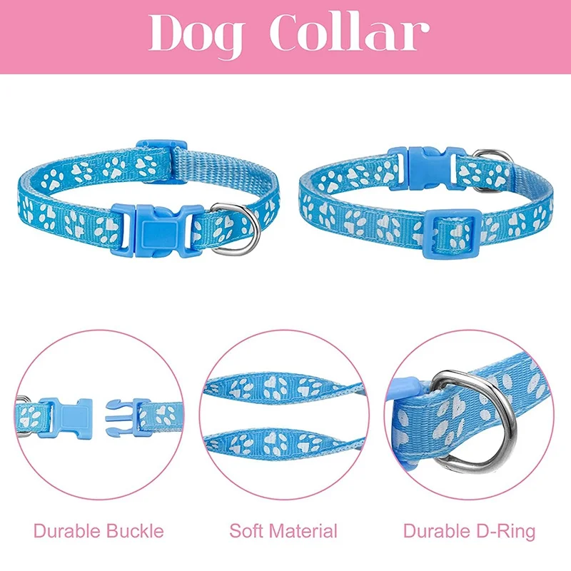 Dog Collar Leash Lead Nylon Adjustable Pet Leash Collar Dog Collar and Leash Set for Small Medium Large Dogs Puppy Pet Supplies