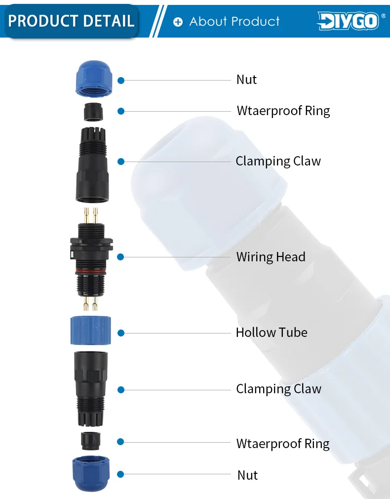 SP16 IP68 Wasserdichter Steckverbinder Stecker und Buchse 2/3/4/5/6/7/8/9 Pin Drahtkabelstecker Docking Aviation DIY YOU – Detail 4