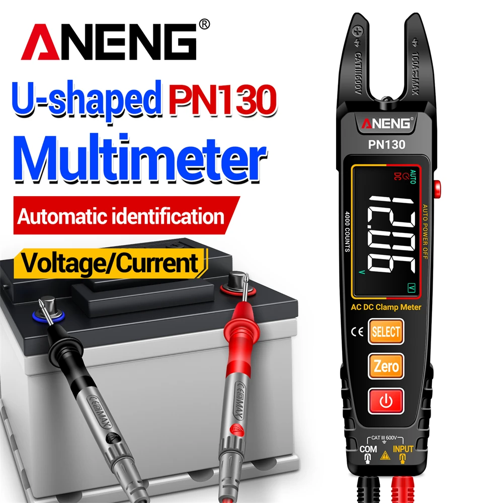 ANENG PN129/PN130 Clamp Meter U-shaped 4000 Counts Resistance Pliers Tester AC/DC Voltage Current Tools clamp meter
