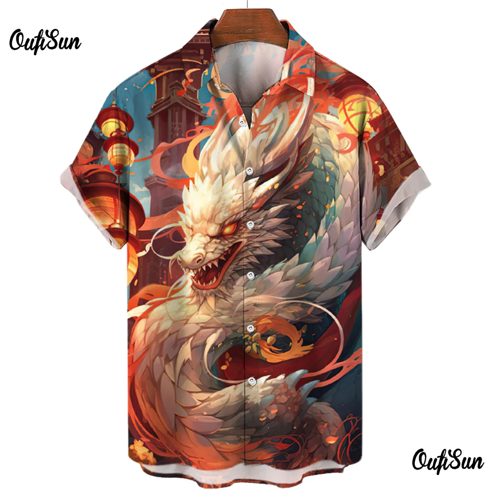 

Animal Shirts For Men 3d Chinese Dragon Print High-Quality Men's Clothing Street Harajuku Tops Fashion Casual Short Sleeved 2024