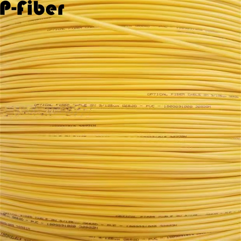 Optical Fiber Cable 3.0mm 2.0mm 100m Singlemode Single Core For Fiber Optic Jumper Pigtail G652D Yellow Indoor PVC LSZH