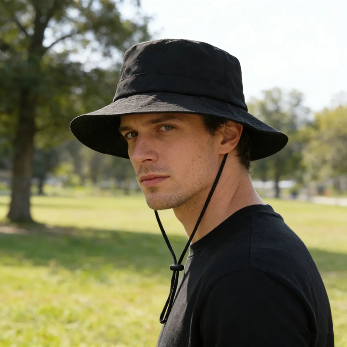 Foldable Outdoor Cargo Bucket Hat For Men And Women, Summer Thin Quick-Dry Sun Hat With Wind String, Ideal For Hiking & Fishing_voghion.com