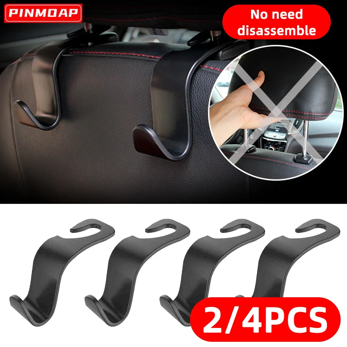 Car Hidden Seat Hook Multi-Purpose Carbon Fiber Texture Seat Back Creative Multi-function On-Board Hooks cargo trunk bag hook