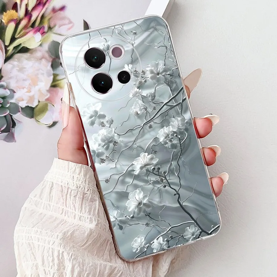 Fashion Flower Butterfly Clear Silicone Phone Case - Soft Bumper Cover for 6.78 Inch Smartphones