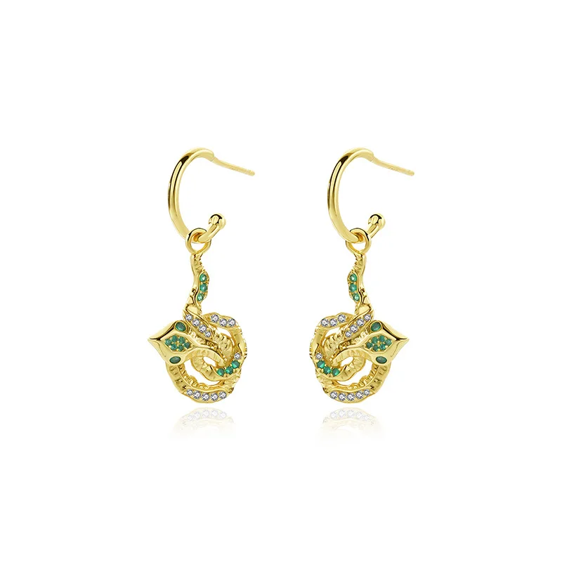 

925 Sterling Silver Jewelry Gorgeous Snake Earrings 18k Gold Plated Earring For Women Free Laser Logo Wholesale