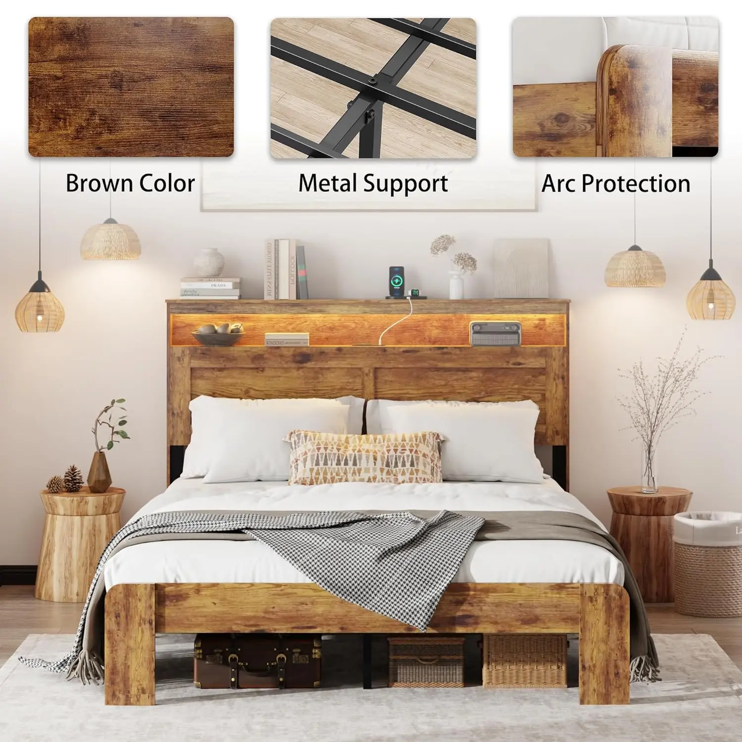 Rustic LED Storage Bed 6