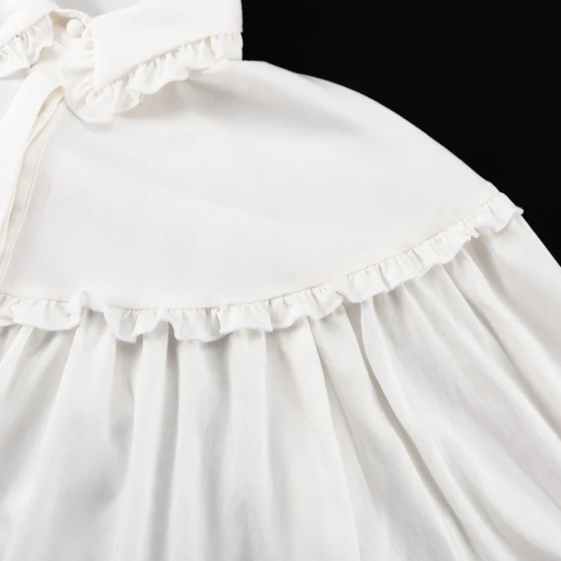Camisas sueltas con volantes para mujer, primavera 2025, camisa blanca de cuello alto de manga larga para mujer, camisa informal de calle de gran tamaño para mujer