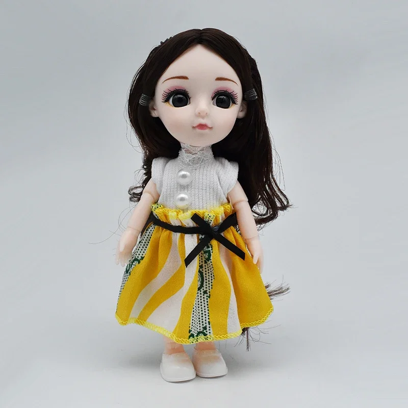 1/12 BJD Doll Joint Movable Simulation Doll Figures 16CM Body Model Dress Up Skirts Shoes Children Play House Toy Girl Gift