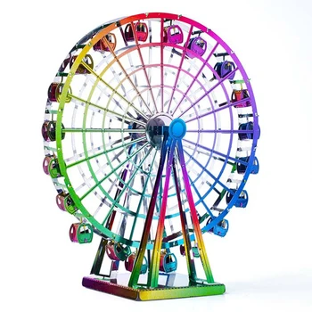 Nowy DIY 3D Puzzle metalowe kolor tęczy diabelski młyn Park rozrywki ręcznie robiony Model montażowy wisiorek zabawki dla dzieci dorosłych