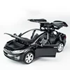 1:32 Tesla Model X90 High Simulation Metal Model Acousto-optic Pull-back Toy Car 4 Open Door Flashing Music Kids Toy Gift 5