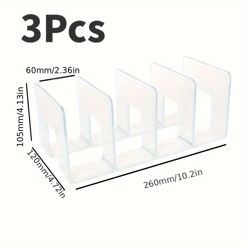 3pcs Clear Bag Storage Divider Closet Finishing Divider Purse Handbag Storage Rack Transparent Book Organizer Stand 6