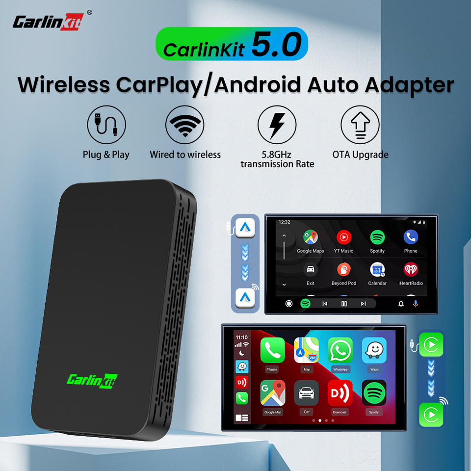CarlinKit 5.0 CarPlay Android Auto Wireless Adapter Dongle for Toyota Mazda Vw Peugeot Havel Jeep Cadillac Chevrolet Ford etc.