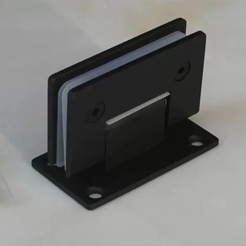 Solid stainless steel glass door hinge 90 degree double opening, matt black baking paint(XYGL-17)