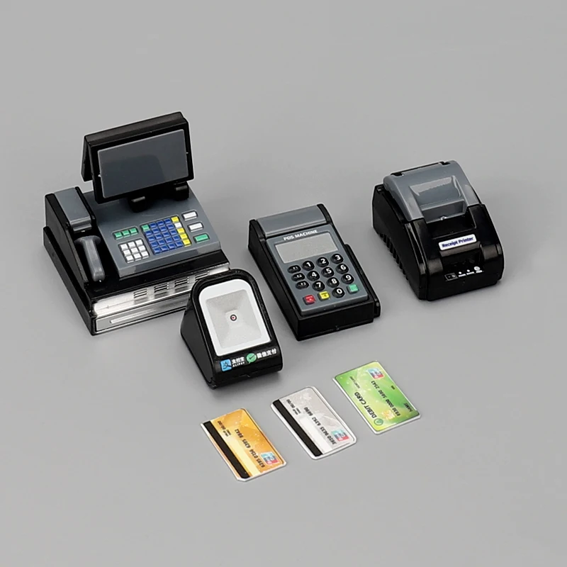 1Set Dollhouse Furniture Scene Decoration Suprmarket Store Card Machine Cashier Scanner Model Toy Decor Photo Props Accessories 2