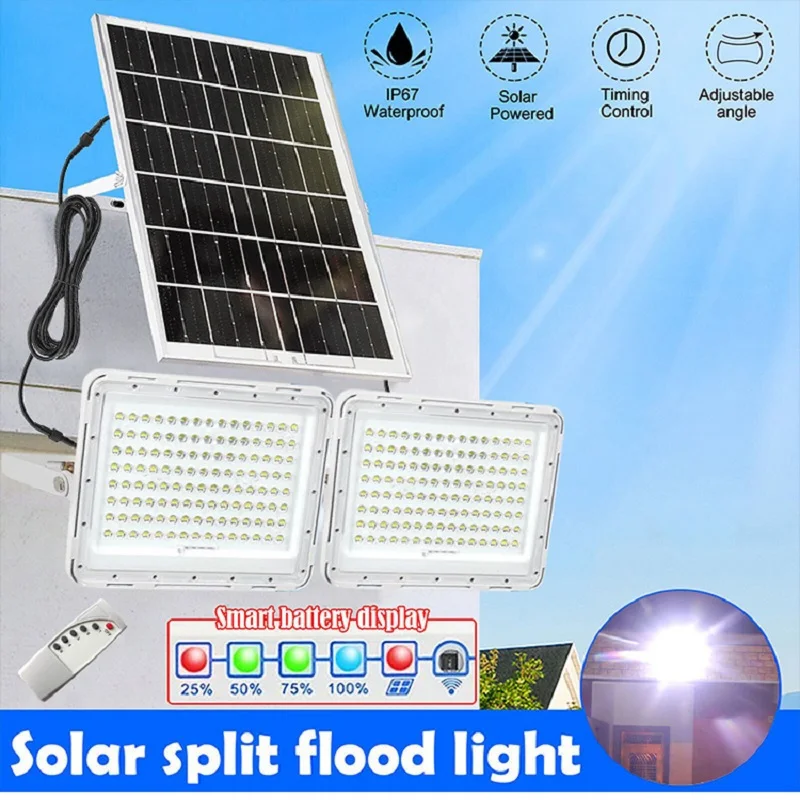 

Split 2head Solar LED Light Outdoor Super Bright Solar Spotlight Waterproof Solar Street Light Outdoor Floodlight Garden Light