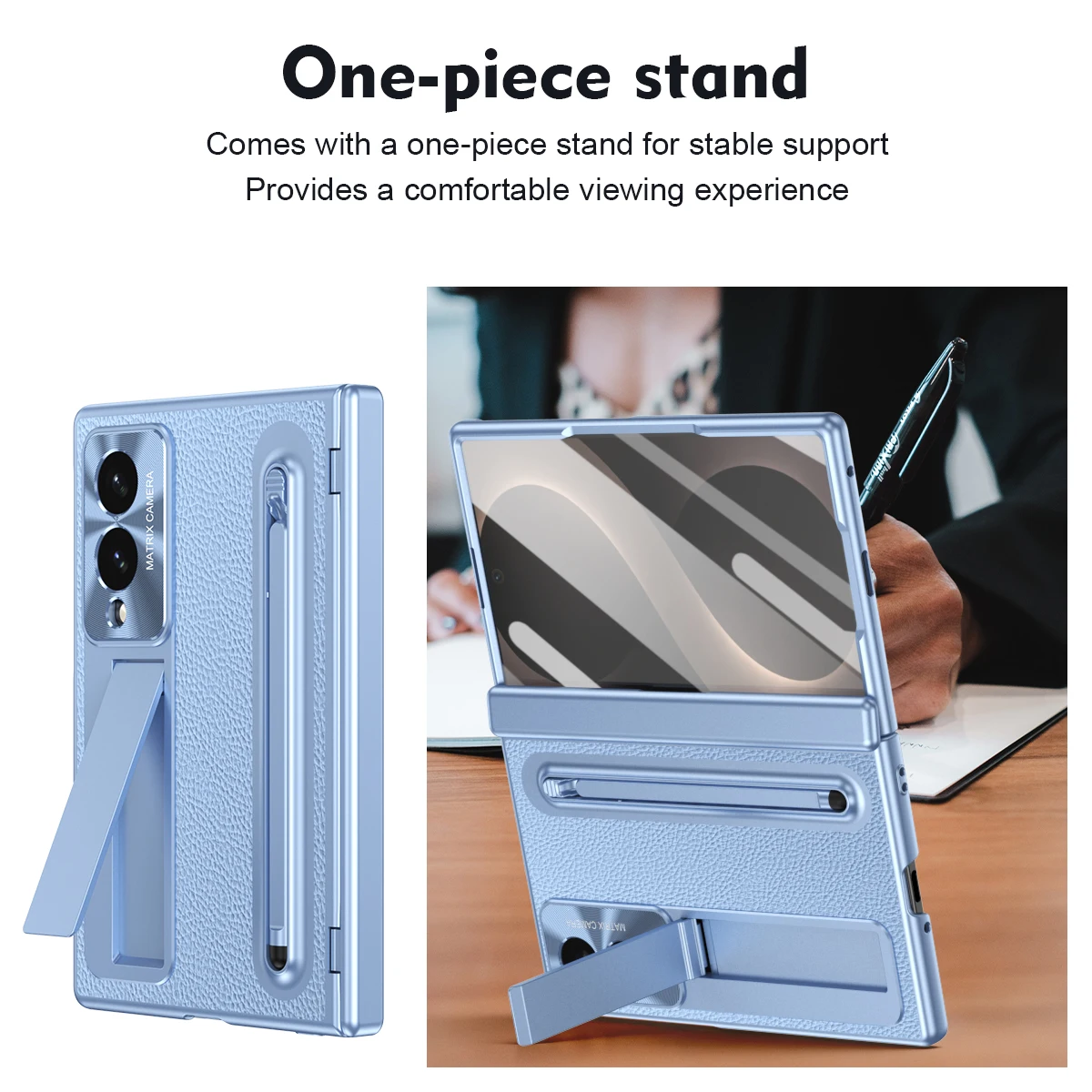 Wide Phone Case with Hidden Stand, Integrated Pen Slot, and High-Definition Film