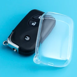 Sleek Black Transparent Car Key Fob Case with Keychain (1x Key Case (Clear))