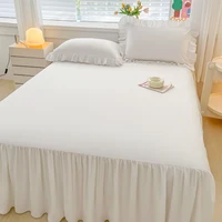 Solid Color Bed Skirt Lace Ruffled Bed Skirt 1pcs Cover Bedroom Bed Cover Bed Skirt Non-slip Mattress Cover Bedsheet Bedspread 2
