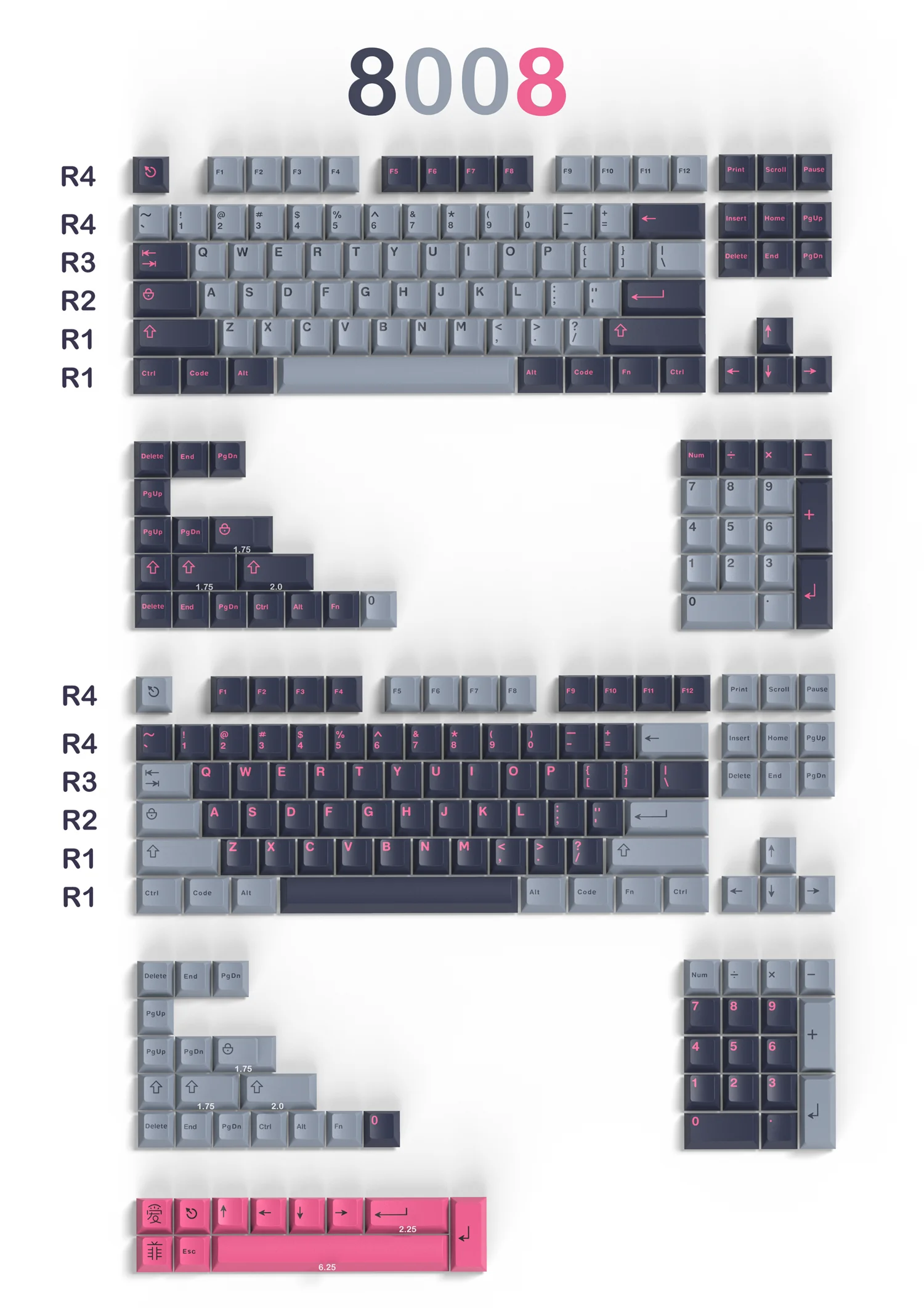 Teclas Conjunto Aifei Ícone Gmk 8008 Keycaps Abs Duplo Tiro Chave Tampas Cherry Perfil Keycap para 61 64 68 84 87 96 980 104 108 253 - Imagem 2