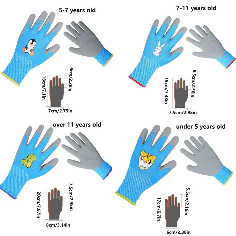 Non-Slip Kid Gardening Gloves Durable Breathable Animal Pattern