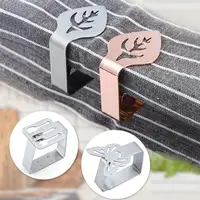 4PCS Stainless Steel Tablecloth Clips Decorative Leaf Tablecloth Clamp Holder Table Cover Clamps for Picnic BBQ Wedding Decor 1