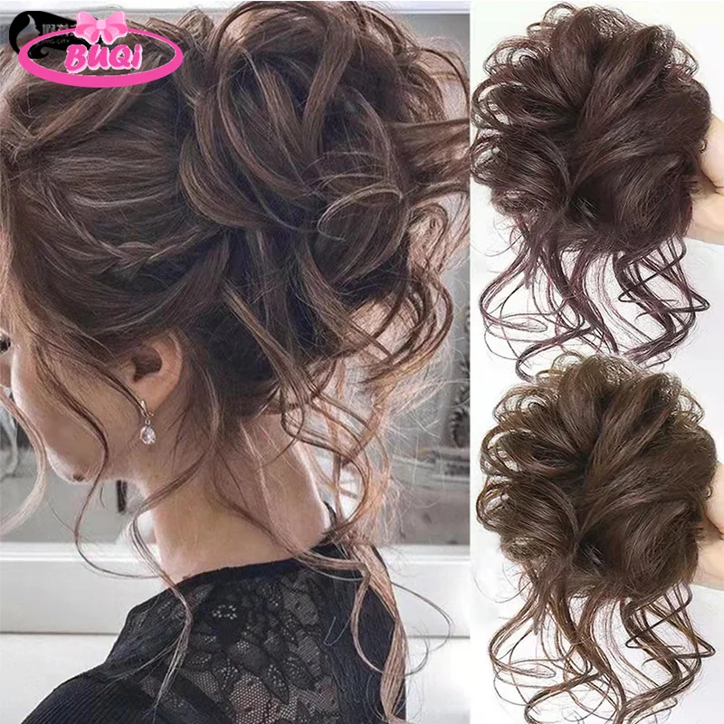 

BUQI Lazy Wind Bud Ball Head Female Natural Fluffy Long Beard Contract Wig Ponytail Wig Ring Hairpin.