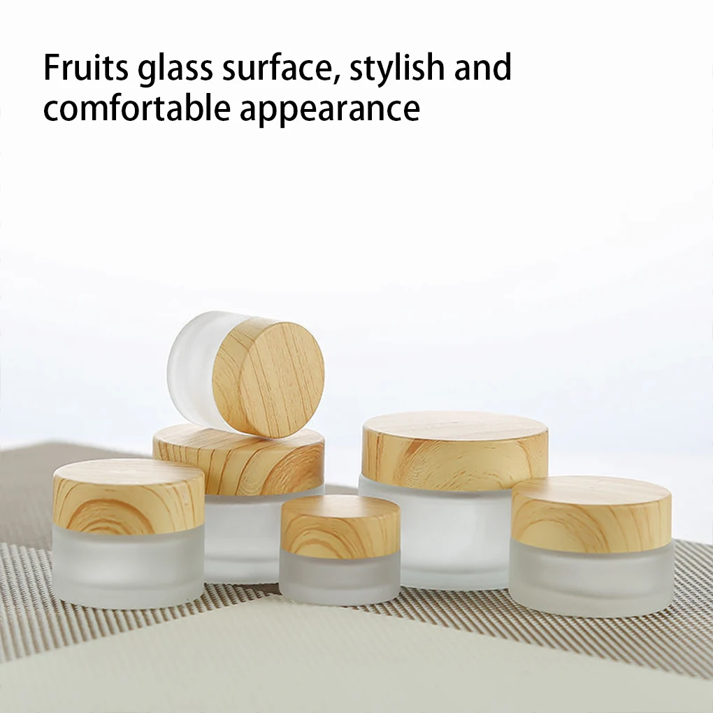 

Women Face Cream Dispenser Round Replacement Wood Grain Lid Leakproof Cosmetic Travelling Empty Container Bottle 5g