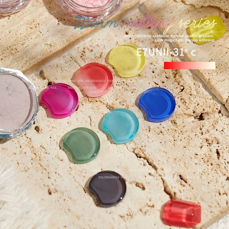 7colors Temperature Color Change Nail Powder Nail Glitter Powder Pigment Manicure Tips Decoration