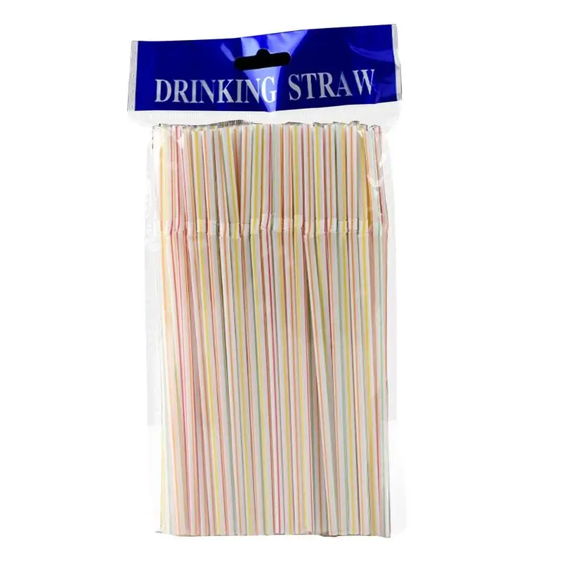 Flexible Straws 100pcs Bendable Colorful Stripes Disposables Drinking