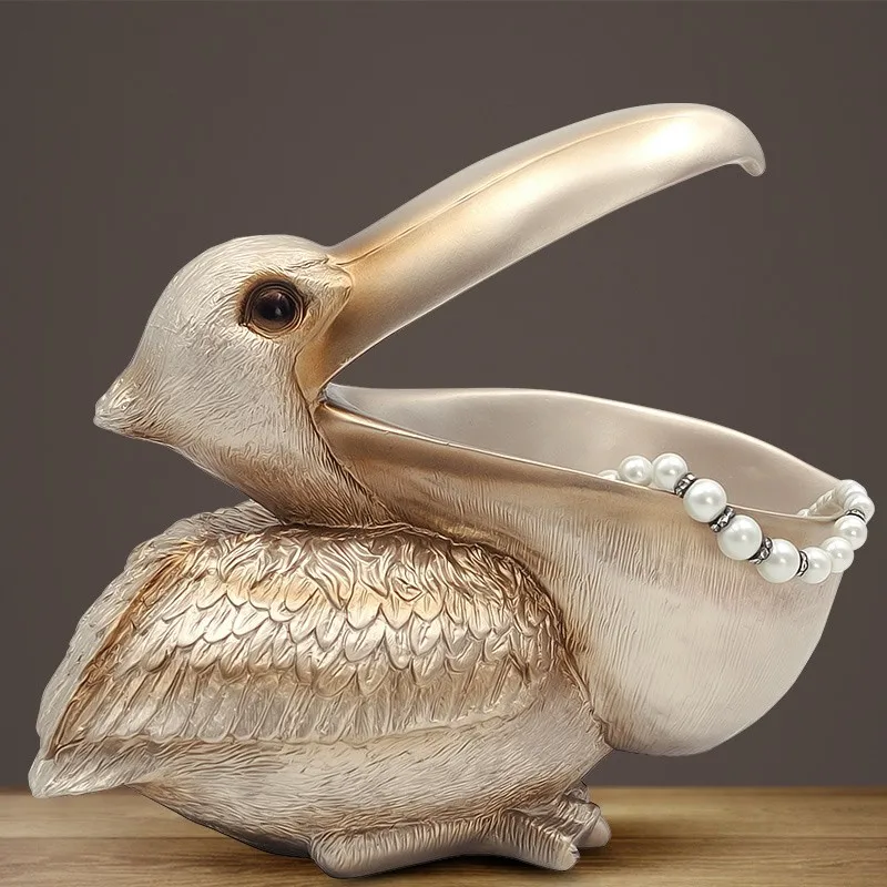 

Nordic Big Bill Bird Pelican Entrance Storage For Keys Small Ornaments Storage Box Simulation Resin Sculpture Lucky Ornaments