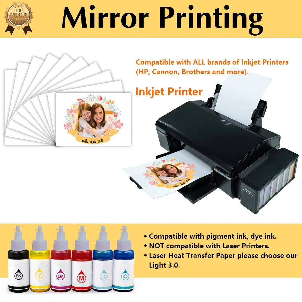 HP Inkjet Iron-On Transfer Paper - White