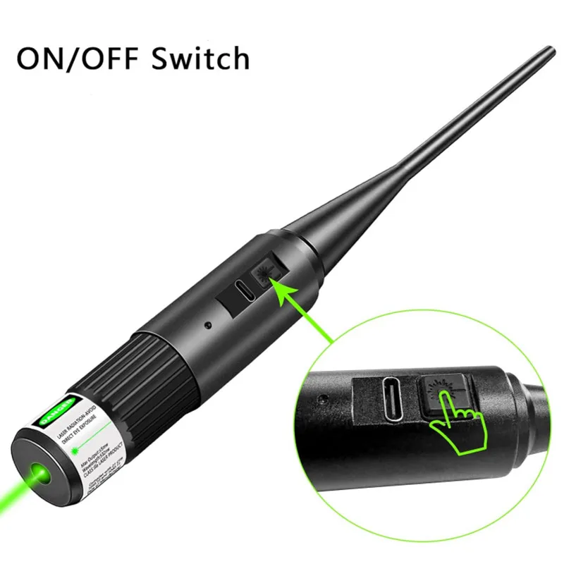 Rechargeable Laser Bore Sight Kit with Button Switch Red/Green Sighter with 32 Adapters for .17 .177 .22 to 12GA Calibers