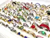 50pcs/lot Luxury Exquisite Multi-Colored Zircon Mix Stainless Steel Ring Men Women Wedding Ring Wholesale Bulk Jewelry Lot 6
