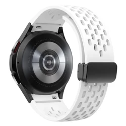 Magnetic Buckle Silicone Strap with No-Gap Design for Watch 4 classic 46mm (White)